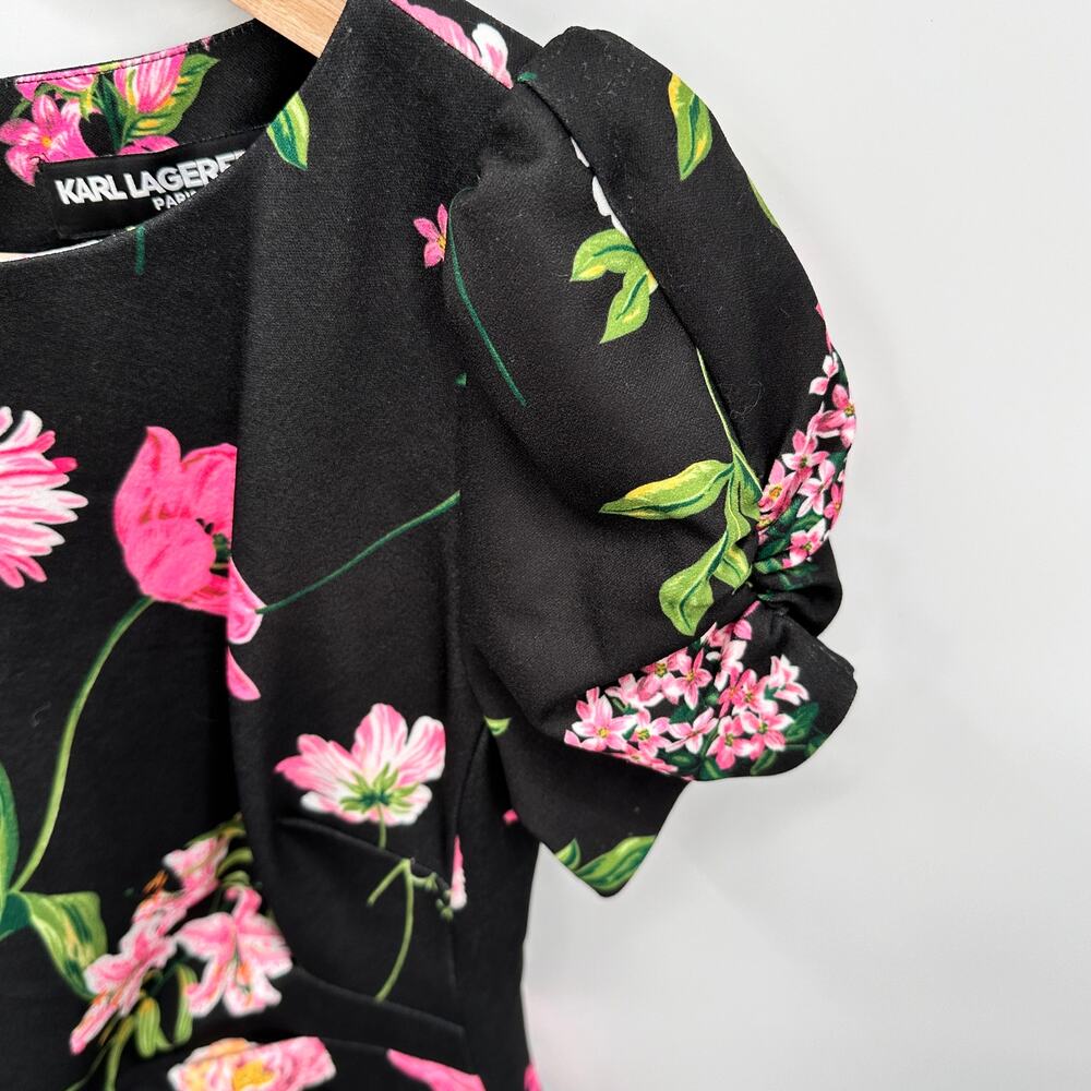 KARL LAGERFELD Floral-Print Puff-Sleeve Sheath Dress Dress // 2 - Picture 7 of 14